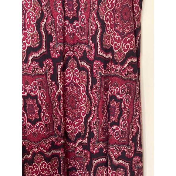 VTG Red & Black Paisley Midi Skirt Sz 16 East 5th Boho - Picture 7 of 9